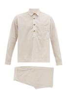 Matchesfashion.com King & Tuckfield - Popover Cotton Blend Pyjamas - Mens - Beige Multi