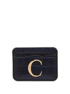 Matchesfashion.com Chlo - The C Logo Crocodile Embossed Leather Cardholder - Womens - Navy