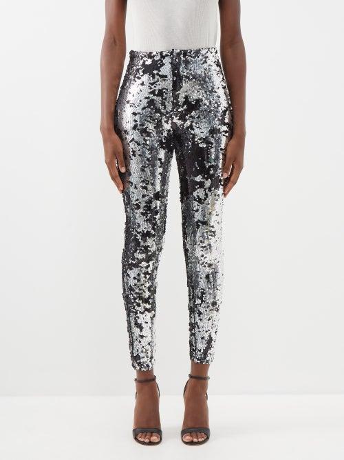 Isabel Marant - Madilio Sequinned Cotton Leggings - Womens - Silver