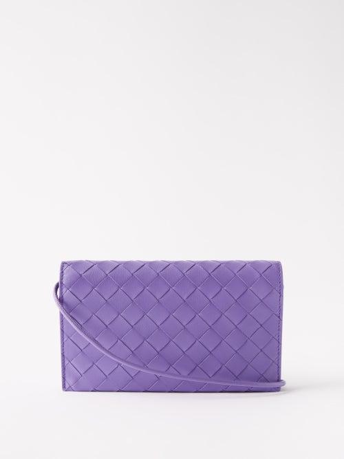 Bottega Veneta - Intrecciato-leather Cross-body Bag - Womens - Purple