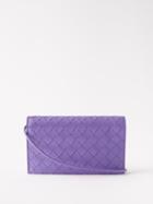Bottega Veneta - Intrecciato-leather Cross-body Bag - Womens - Purple