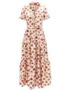 La Doublej - Roy Ruffled Floral-print Twill Maxi Dress - Womens - Green Multi