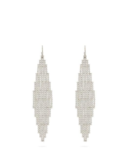 Matchesfashion.com Saint Laurent - Geometric Crystal-mesh Earrings - Womens - Crystal