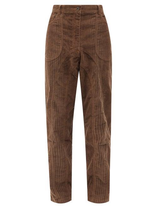 Ahluwalia - Striped Upcycled-corduroy Straight-leg Trousers - Mens - Brown