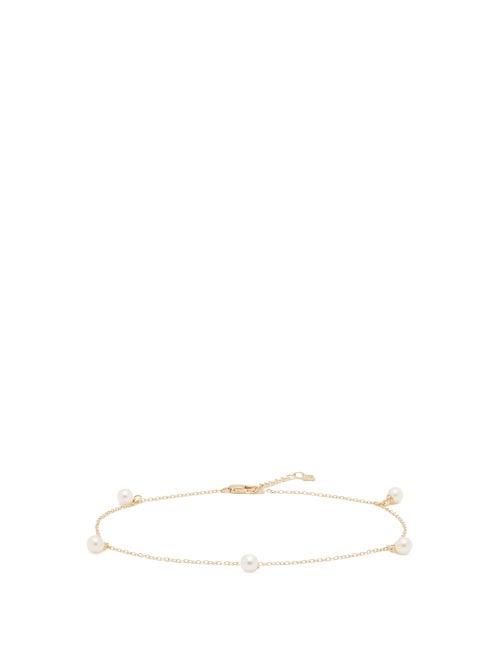Matchesfashion.com Mateo - 5 Point Pearl & 14kt Gold Anklet - Womens - Pearl