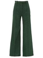 Matchesfashion.com Racil - Lincoln Flared Wool-blend Houndstooth Trousers - Womens - Black Green