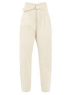Sea - Suri Belted Cotton-canvas Trousers - Womens - Cream