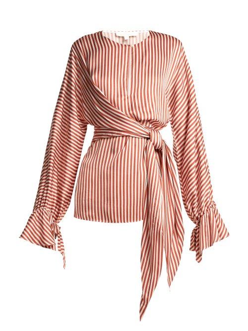 Matchesfashion.com Jonathan Simkhai - Stripe Twist Front Shirt - Womens - Red Stripe