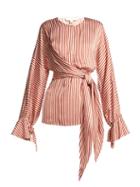 Matchesfashion.com Jonathan Simkhai - Stripe Twist Front Shirt - Womens - Red Stripe