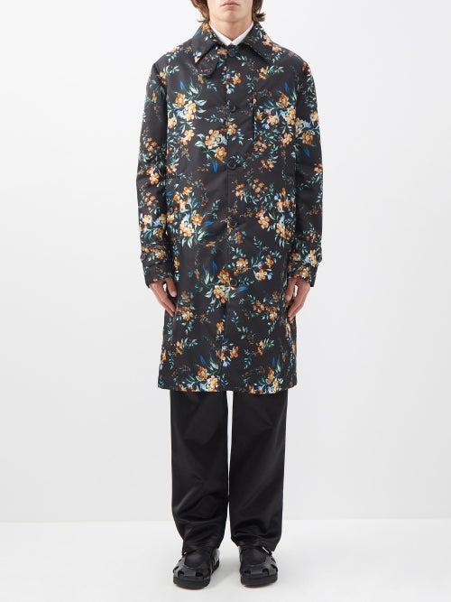 Erdem - David Kallmus-print Nylon Trench Coat - Mens - Black Multi
