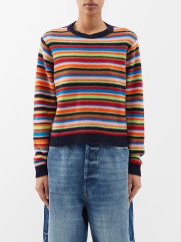 The Elder Statesman - Vista Striped Upcycled-cashmere Sweater - Womens - Navy Multi