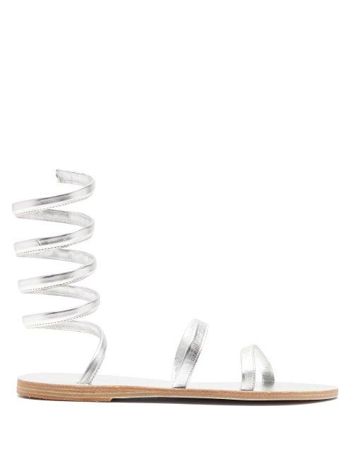 Matchesfashion.com Ancient Greek Sandals - Offis Spiral-strap Metallic-leather Sandals - Womens - Silver