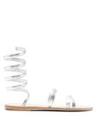 Matchesfashion.com Ancient Greek Sandals - Offis Spiral-strap Metallic-leather Sandals - Womens - Silver