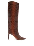 Matchesfashion.com Jimmy Choo - Mavis 85 Python-effect Leather Knee-high Boots - Womens - Tan