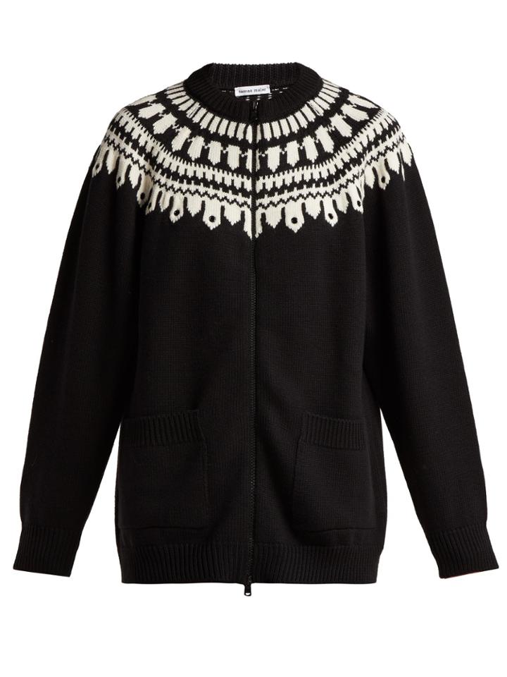Tomas Maier Fair Isle Zip-through Wool Cardigan