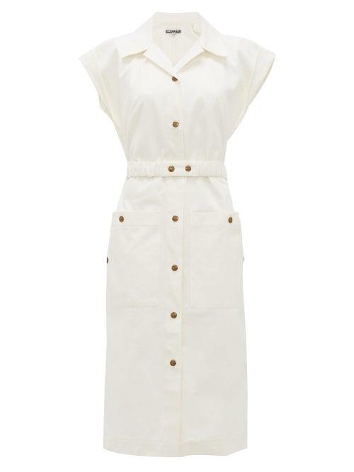 Matchesfashion.com Symonds Pearmain - Belted Cotton-gabardine Dress - Womens - White