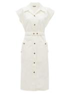 Matchesfashion.com Symonds Pearmain - Belted Cotton-gabardine Dress - Womens - White
