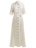 Matchesfashion.com La Prestic Ouiston - Polka Dot Print Silk Satin Dress - Womens - White Black