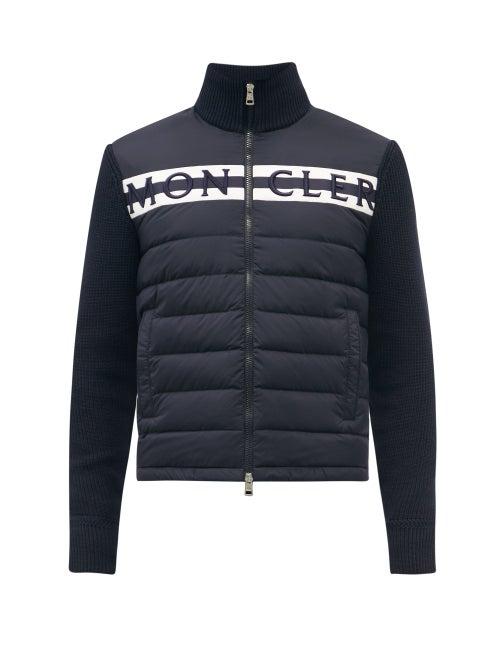 Moncler - Logo-embroidered Wool Jacket - Mens - Dark Navy