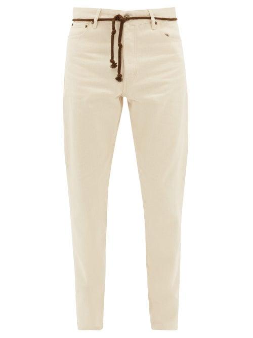 Matchesfashion.com Nanushka - Ilya Cord-belt Cotton Slim-leg Trousers - Mens - Cream