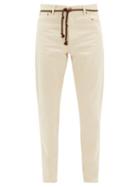Matchesfashion.com Nanushka - Ilya Cord-belt Cotton Slim-leg Trousers - Mens - Cream