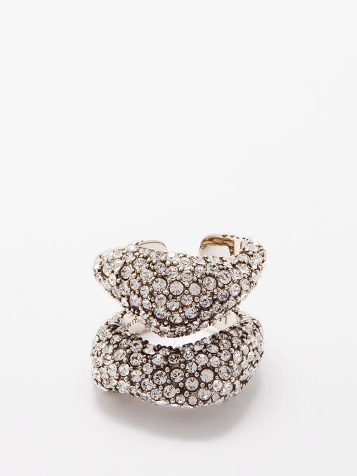 Alexander Mcqueen - Crystal-pav Ring - Womens - Silver Multi