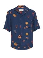 Matchesfashion.com Acne Studios - Coral Print Satin Shirt - Mens - Dark Blue