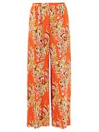 Emilio Pucci - Africana-print High-rise Trousers - Womens - Orange Print