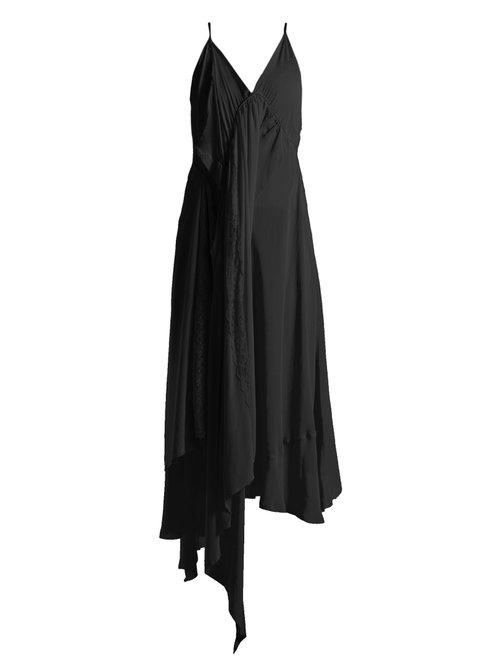 Matchesfashion.com Balenciaga - Draped Silk Crepe Slip Dress - Womens - Black