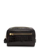 Tom Ford - Crocodile-effect Leather Wash Bag - Mens - Black