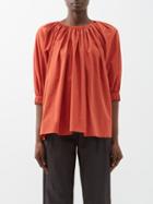 Co - Gathered Cotton-blend Swing Top - Womens - Red