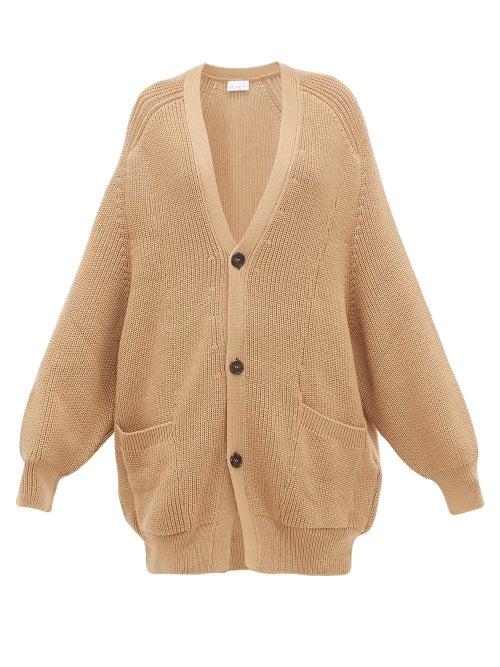 Matchesfashion.com Raey - Oversized Chunky Knit Wool Cardigan - Womens - Camel