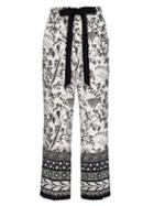 Matchesfashion.com Erdem - Horace Grosgrain-sash Crepe-de-chine Trousers - Womens - Green Print
