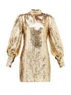 Matchesfashion.com Borgo De Nor - Lima Sequinned Mini Dress - Womens - Gold