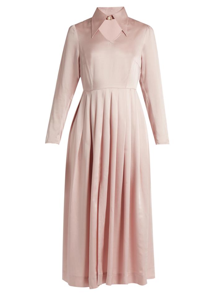 Alexachung Point-collar Satin Midi Dress