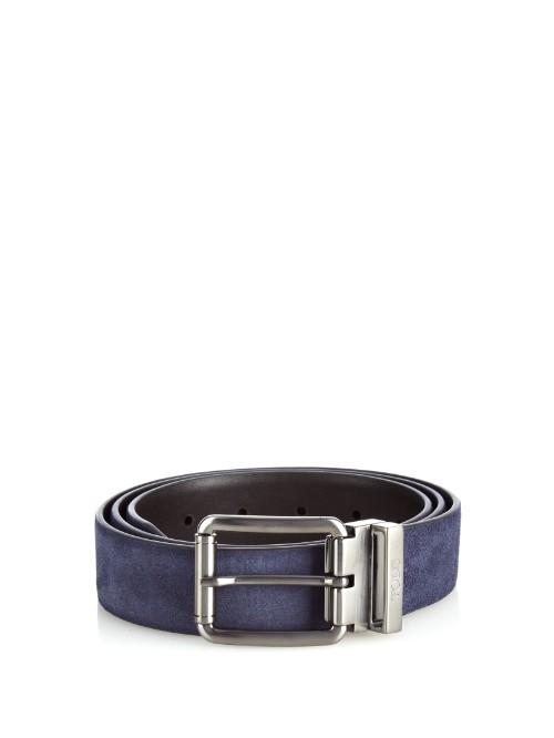 Tod's Engraved-buckle Suede Belt