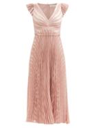 Zimmermann - Sunray Pleated Striped-voile Dress - Womens - Blush