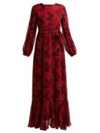 Matchesfashion.com Borgo De Nor - Dianora Orchid And Leopard Print Silk Maxi Dress - Womens - Red Print