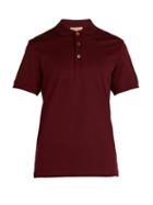 Matchesfashion.com Burberry - Painted Button Oxford Cotton Piqu Polo Shirt - Mens - Burgundy