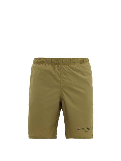 Matchesfashion.com Givenchy - Logo Print Swim Shorts - Mens - Khaki