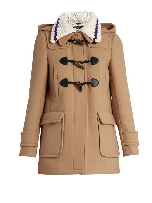 Miu Miu Detachable-collar Wool Duffle Coat