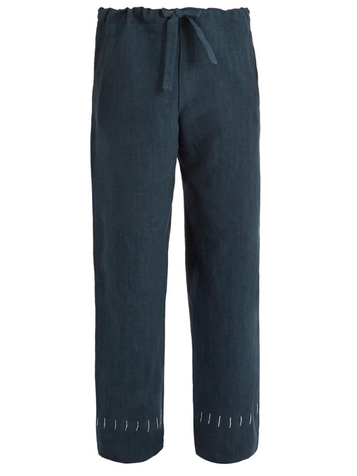 Hecho Drawstring-waist Straight-leg Linen Trousers