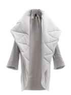 Matchesfashion.com Norma Kamali - Quilted Shawl-lapels Cotton-blend Jersey Coat - Womens - Light Grey
