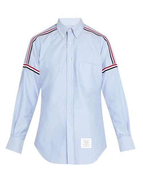 Matchesfashion.com Thom Browne - Button Down Woven Cotton Shirt - Mens - Light Blue