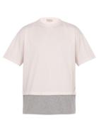 Matchesfashion.com Marni - Layered Effect Drawstring Cotton T Shirt - Mens - Grey Pink