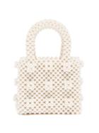 Matchesfashion.com Shrimps - Antonia Mini Faux Pearl Embellished Bag - Womens - Cream