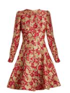 Valentino Floral-brocade Long-sleeved Woven Dress