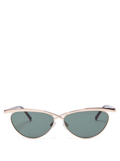 Matchesfashion.com Le Specs - Teleport Ya Cat Eye Acetate Sunglasses - Womens - Khaki Multi