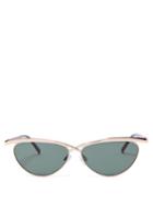 Matchesfashion.com Le Specs - Teleport Ya Cat Eye Acetate Sunglasses - Womens - Khaki Multi