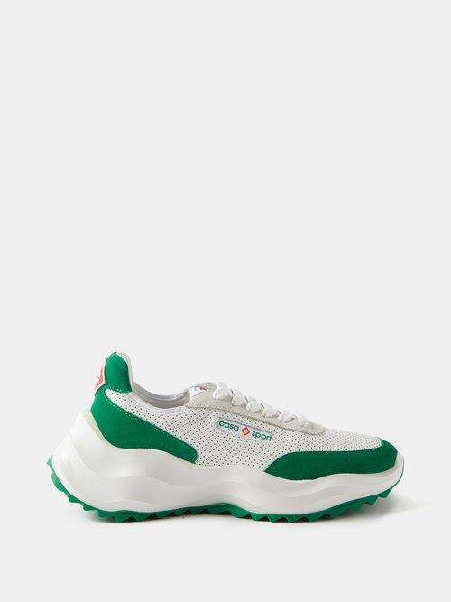 Casablanca - Atlantis Mesh And Suede Trainers - Mens - White Green